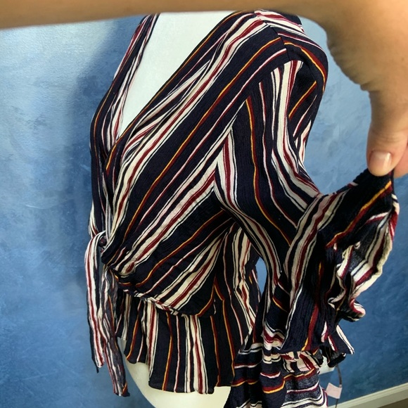 Red | Blue | Yellow Striped Peplum Top - Picture 8 of 10